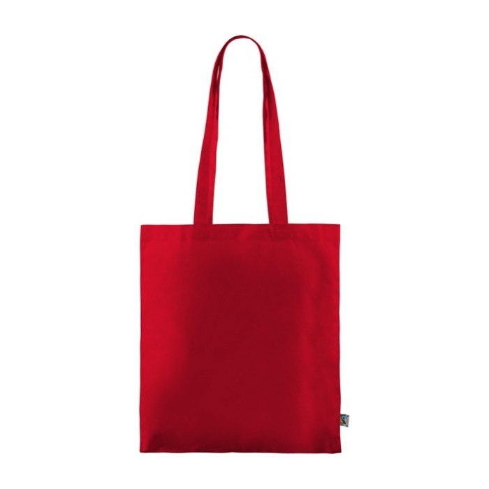 Bolsa de algodón Fairtrade con asas largas en varios colores 180g/m2 color rojo tercera vista