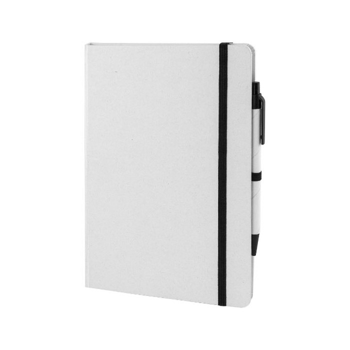 Libreta de cartones de leche reciclados con bolígrafo A5 hojas lisas color blanco primera vista Libreta de cartones de leche reciclados con bolígrafo A5 hojas lisas color blanco primera vista