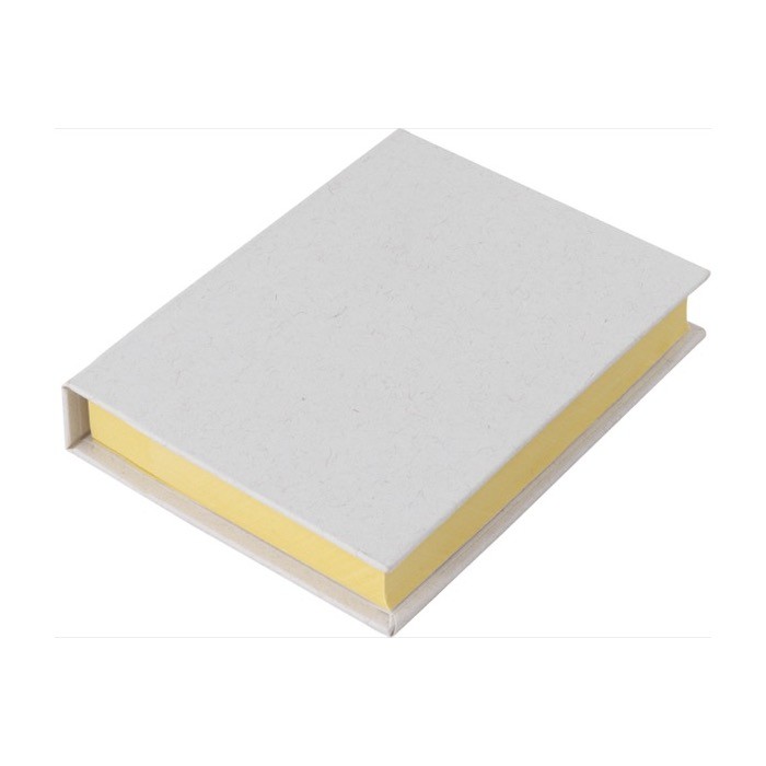 Bloc de notas adhesivas con tapas de cartones de leche reciclados color blanco primera vista