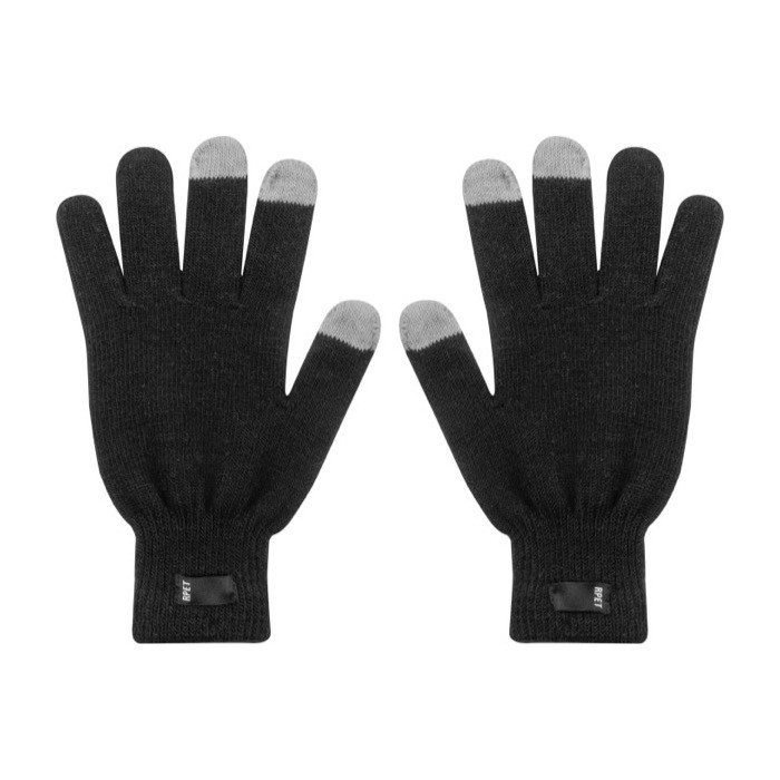 Guantes de RPET con punteras aptas para el uso de pantalla táctil color negro primera vista