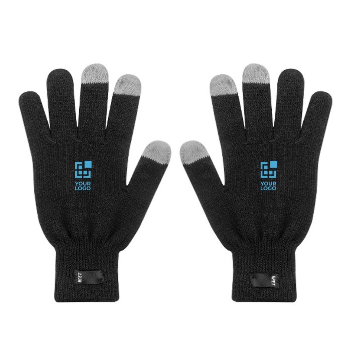 Guantes de RPET con punteras aptas para el uso de pantalla táctil color negro vista principal