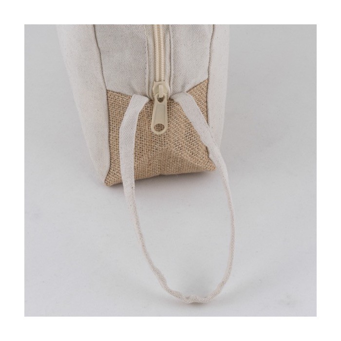 Neceser de algodón Fairtrade con base de yute y asa de mano 220 g/m2 color natural sexta vista