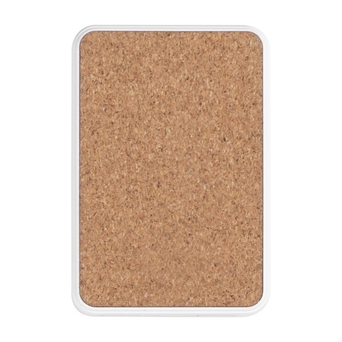 Powerbank y cargador inalámbrico reciclado con detalles de corcho 5W color blanco quinta vista