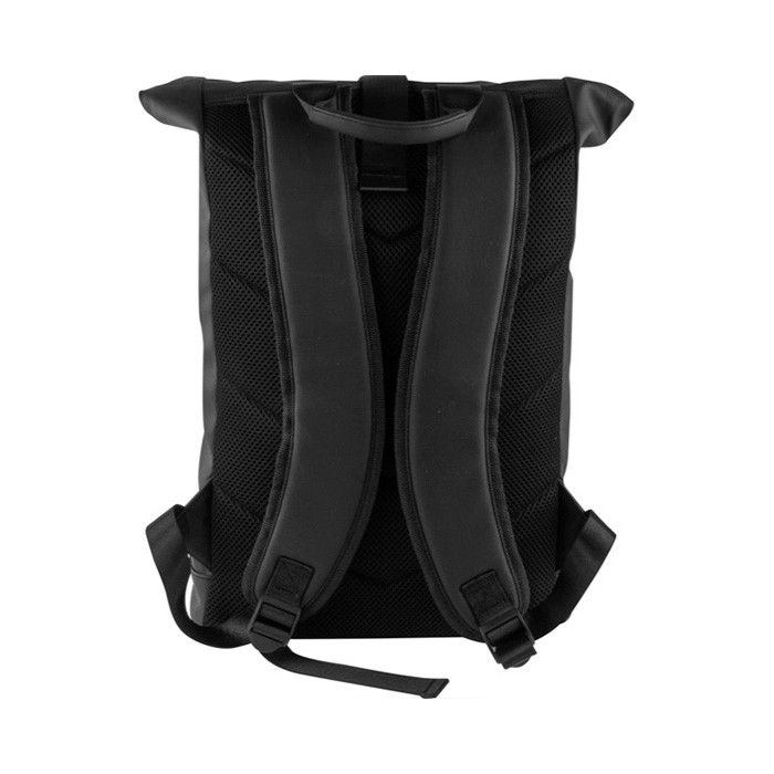 Mochila roll-top para portátil con cremallera reflectante color negro tercera vista