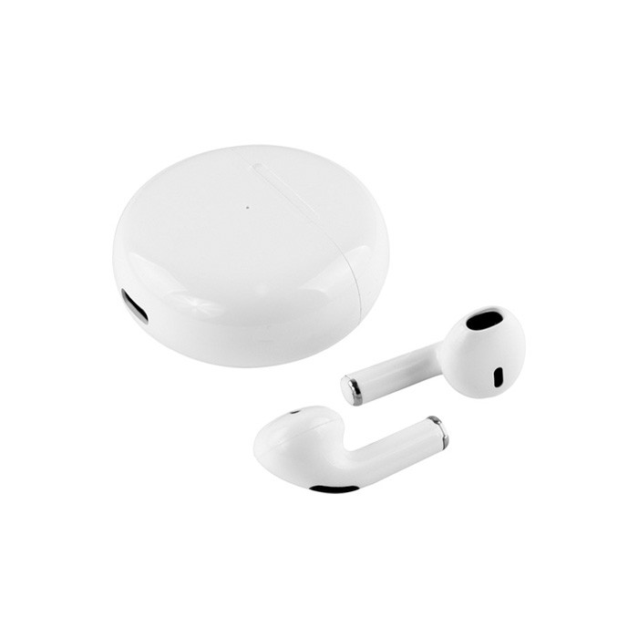 Auriculares en estuche circular con autonomía de 3 horas color blanco primera vista