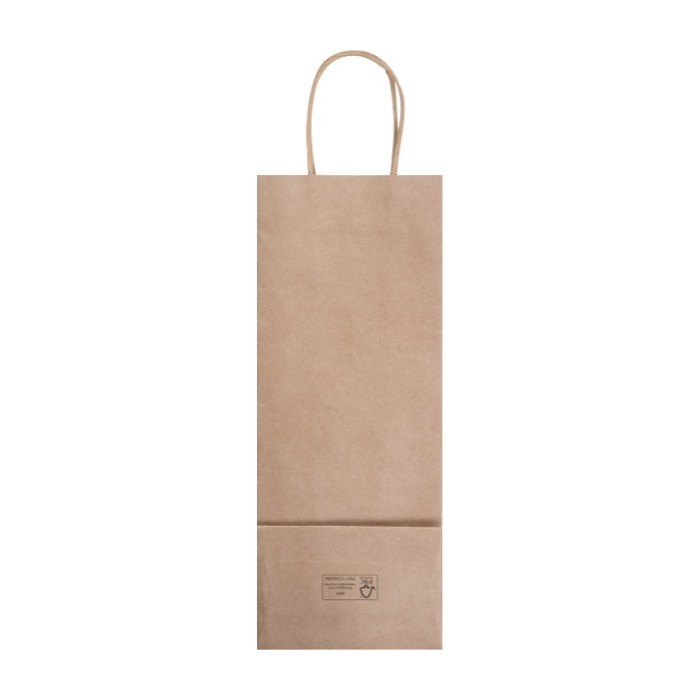 Bolsa de papel kraft especial para vino con asas rizadas 120g/m2 color beige tercera vista