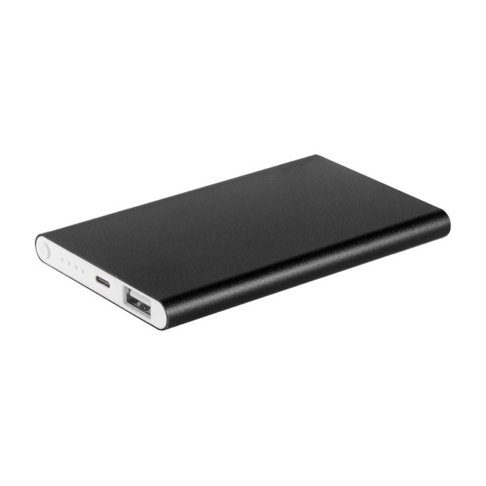 Powerbank de aluminio reciclado con cable incluido 4000 mAh primera vista Powerbank de aluminio reciclado con cable incluido 4000 mAh primera vista