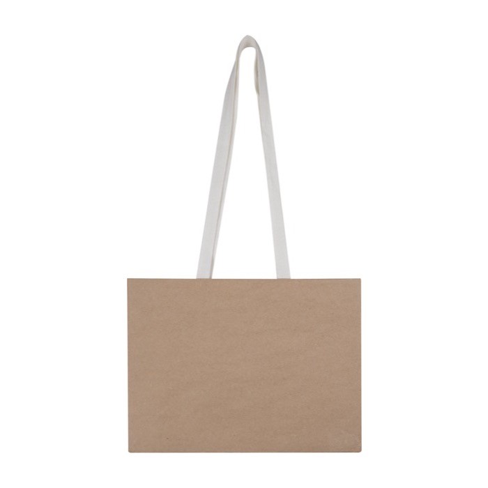 Bolsa de regalo de papel kraft con asas largas de algodón 150g/m2 color beige segunda vista