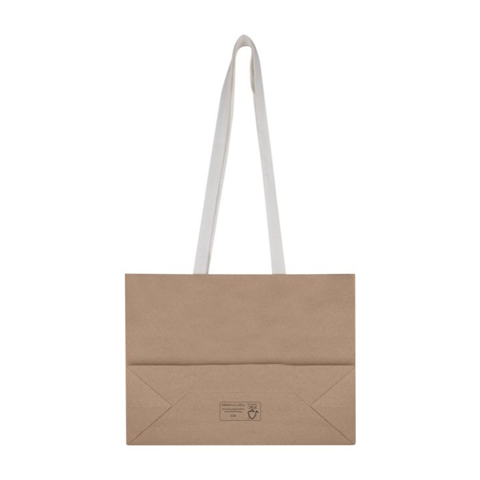Bolsa de regalo de papel kraft con asas largas de algodón 150g/m2 color beige tercera vista