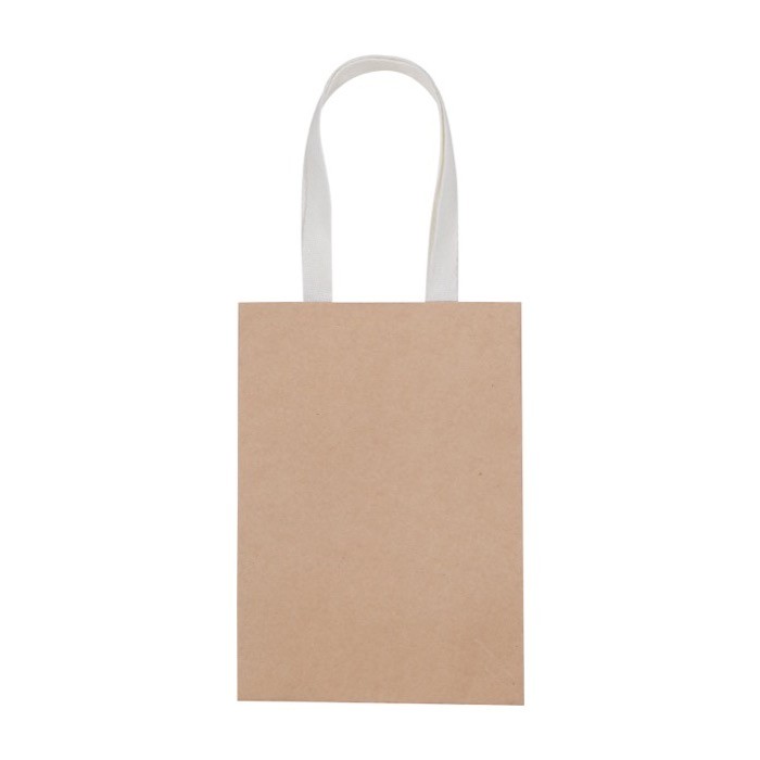 Bolsa de regalo de papel kraft con asas cortas de algodón 150g/m2 color beige segunda vista