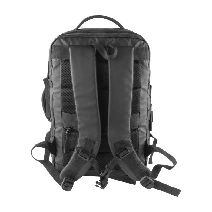 Mochila de poliéster con varios compartimientos ideal para viajes color negro vista detalle 4