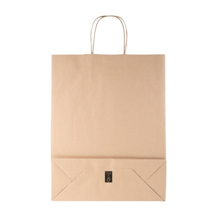 Bolsa grande de papel kraft con asas rizadas 120g/m2 color beige tercera vista