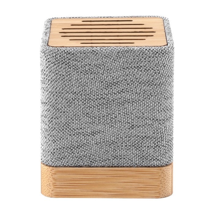 Altavoz inalámbrico de poliéster reciclado y bambú con USB incluido 3W color gris segunda vista