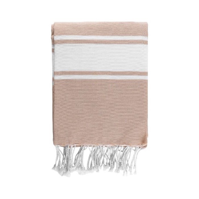 Pareo bicolor de algodón y poliéster para 2 personas 200 g/m2 color beige primera vista