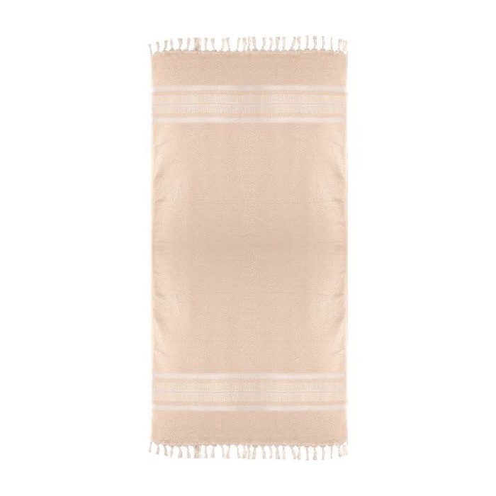 Pareo toalla de algodón reciclado con rayas en los laterales 200 g/m2 color beige primera vista