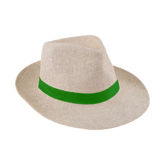 Sombrero de papel en color natural con cinta personalizable primera vista