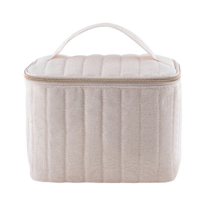 Neceser de algodón reciclado y poliéster con cremallera dorada color natural primera vista