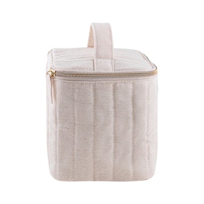 Neceser de algodón reciclado y poliéster con cremallera dorada color natural tercera vista