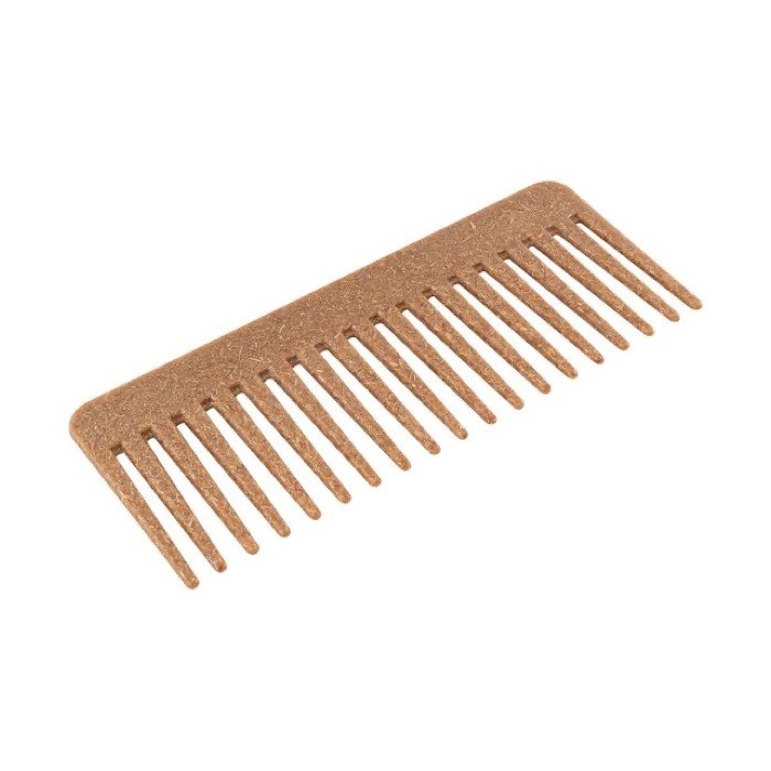 Peine con diseño ergonómico de fibra de coco y polipropileno color marrón segunda vista Peine con diseño ergonómico de fibra de coco y polipropileno color marrón segunda vista