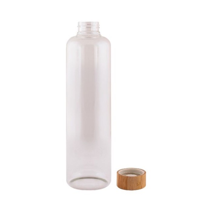 Botella de borosilicato con tapón de bambú con capacidad de 1L color marrón primera vista Botella de borosilicato con tapón de bambú con capacidad de 1L color marrón primera vista