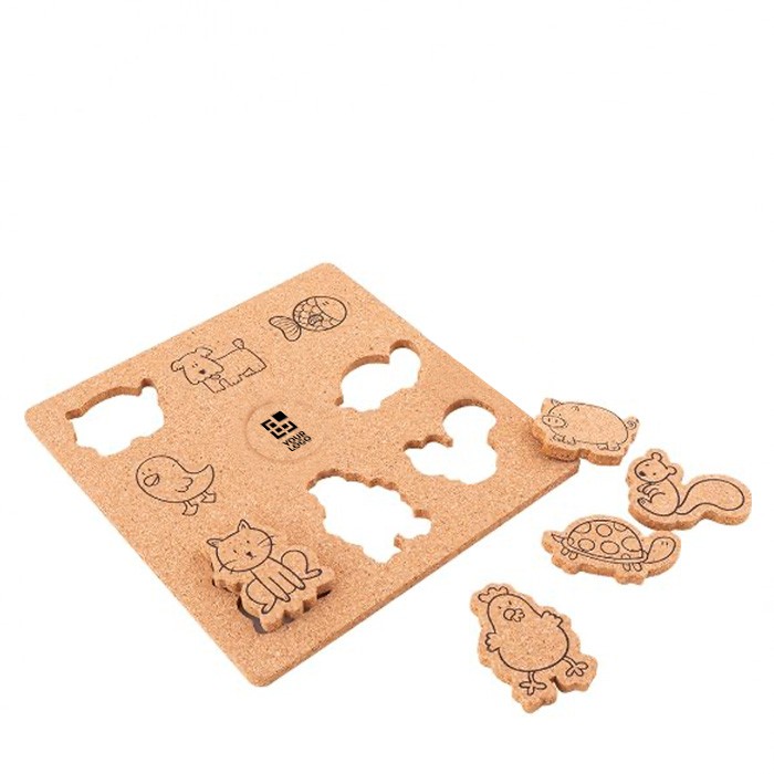 Juego infantil de corcho con figuritas de animales a juego color beige vista principal Juego infantil de corcho con figuritas de animales a juego color beige vista principal