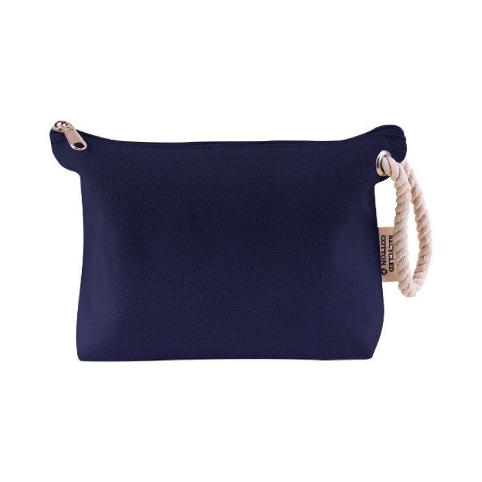 Neceser de algodón reciclado con asa gruesa de cuerda 300 g/m2 color azul marino primera vista Neceser de algodón reciclado con asa gruesa de cuerda 300 g/m2 color azul marino primera vista