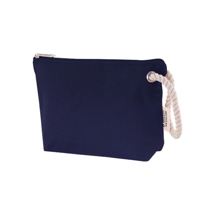 Neceser de algodón reciclado con asa gruesa de cuerda 300 g/m2 color azul marino tercera vista Neceser de algodón reciclado con asa gruesa de cuerda 300 g/m2 color azul marino tercera vista