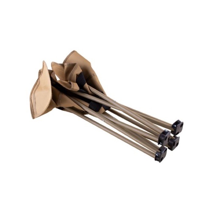 Silla plegable de poliéster con cuerpo de acero y funda a juego color marrón cuarta vista Silla plegable de poliéster con cuerpo de acero y funda a juego color marrón cuarta vista