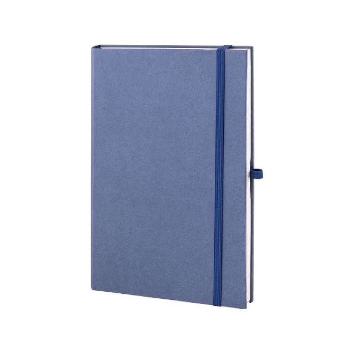 Libretas de tapa rígida fabricadas con distintos materiales orgánicos A5 color azul tercera vista Libretas de tapa rígida fabricadas con distintos materiales orgánicos A5 color azul tercera vista