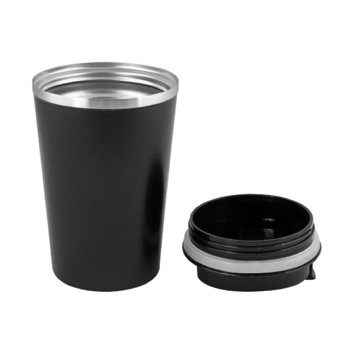 Vaso take away negro de acero inoxidable de doble pared 480ml color negro tercera vista Vaso take away negro de acero inoxidable de doble pared 480ml color negro tercera vista