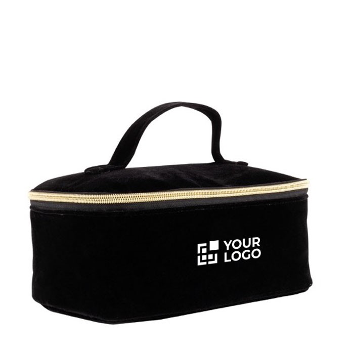 Neceser aterciopelado de viaje con asa para sujeción 280 g/m2 color negro vista principal Neceser aterciopelado de viaje con asa para sujeción 280 g/m2 color negro vista principal