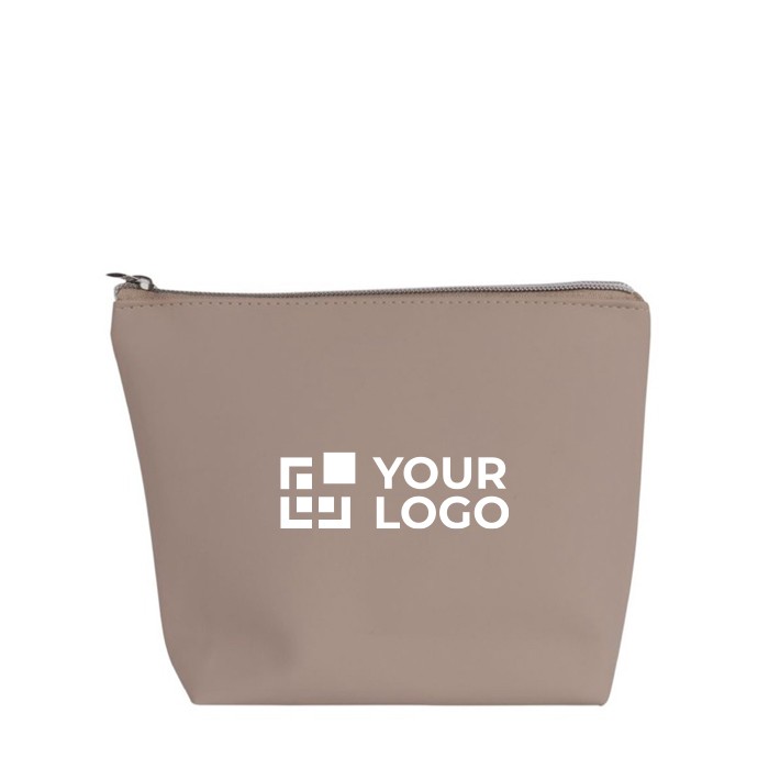 Neceser de cuero sintético personalizable con tirador a juego color beige vista principal