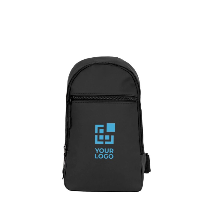 Bandolera de cuero sintético con un bolsillo exterior en el frente color negro vista principal Bandolera de cuero sintético con un bolsillo exterior en el frente color negro vista principal