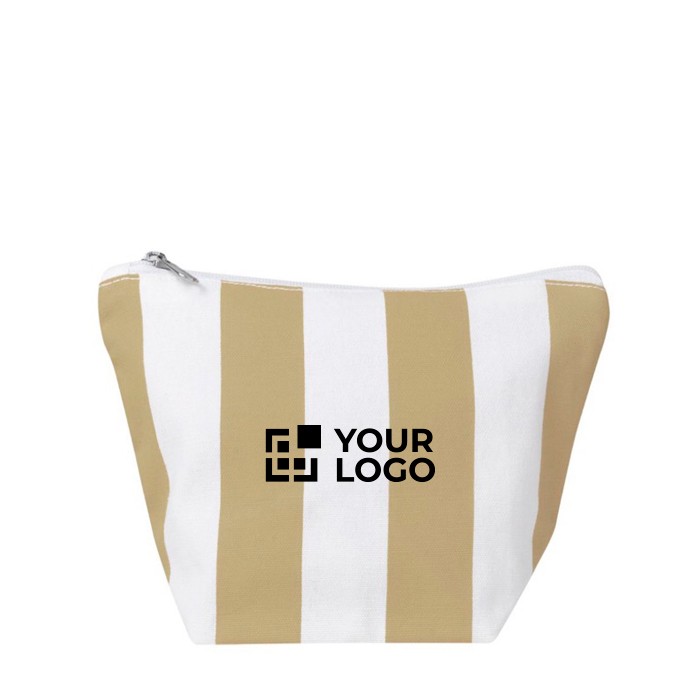 Neceser de algodón reciclado con diseño de rayas verticales color beige vista principal Neceser de algodón reciclado con diseño de rayas verticales color beige vista principal