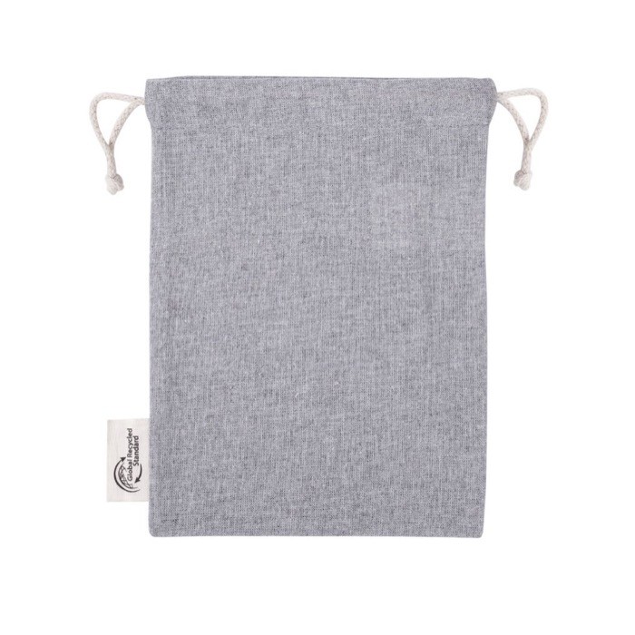 Bolsa de algodón y poliéster reciclado con cierre de cordones 120 g/m2 color gris cuarta vista