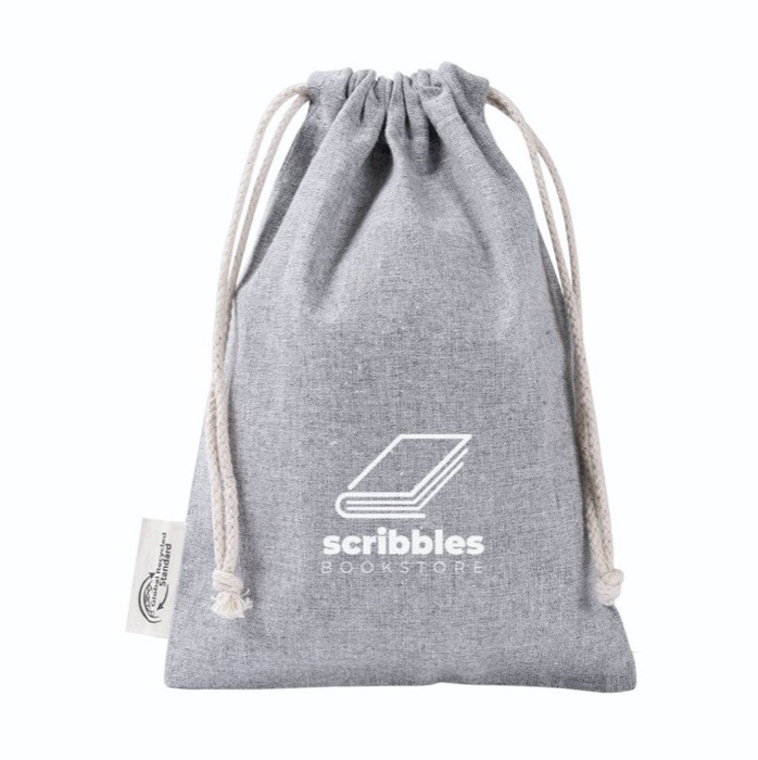 Bolsa de algodón y poliéster reciclado con cierre de cordones 120 g/m2 color gris quinta vista