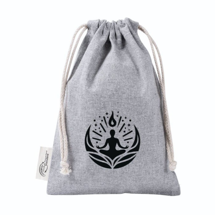 Bolsa de algodón y poliéster reciclado con cierre de cordones 120 g/m2 color gris sexta vista