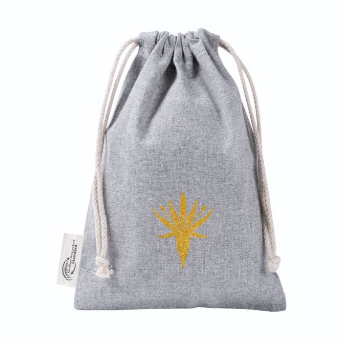 Bolsa de algodón y poliéster reciclado con cierre de cordones 120 g/m2 color gris vista detalle