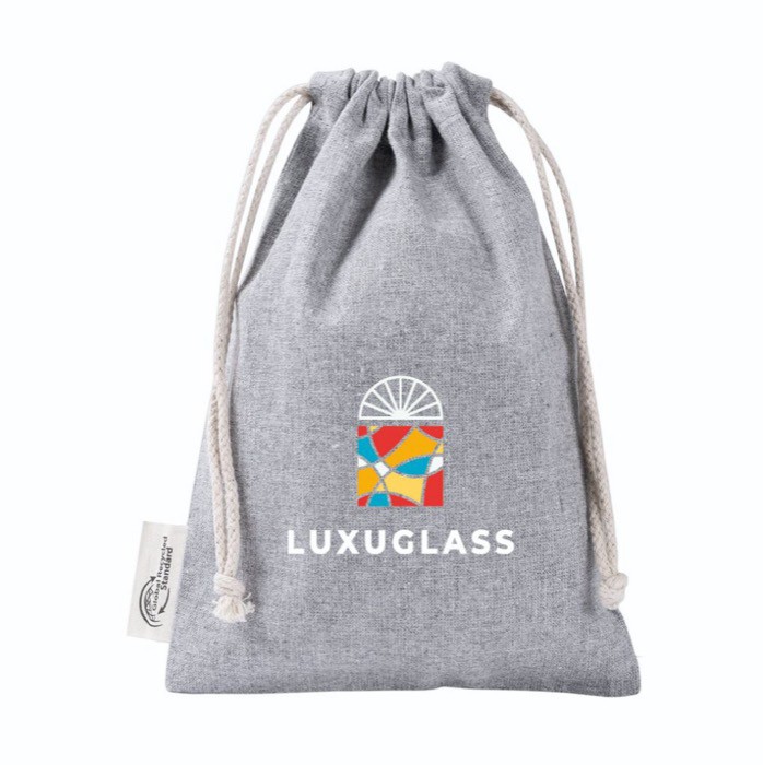 Bolsa de algodón y poliéster reciclado con cierre de cordones 120 g/m2 color gris vista detalle 2