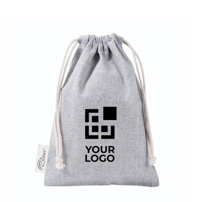Bolsa de algodón y poliéster reciclado con cierre de cordones 120 g/m2 color gris vista principal