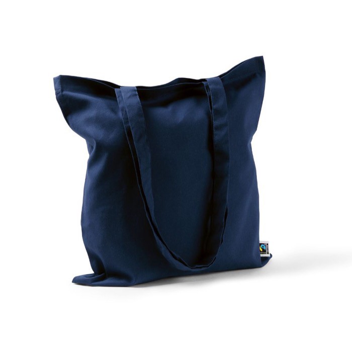Bolsa de algodón Fairtrade de asas largas y capacidad de 6kg 140 g/m2 color azul marino segunda vista