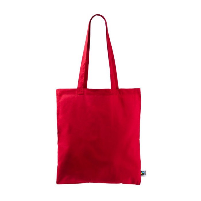 Bolsa de algodón Fairtrade de asas largas y capacidad de 6kg 140 g/m2 color rojo primera vista