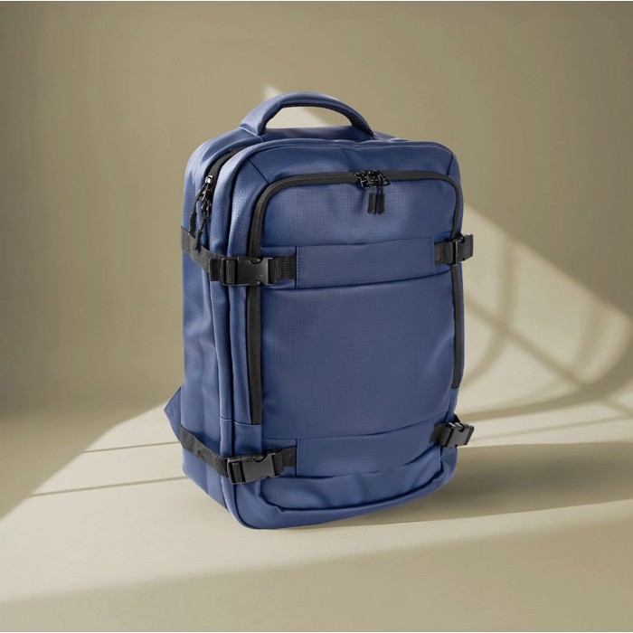 Mochila para portátil de poliéster ideal para viajes 16'' color azul cuarta vista