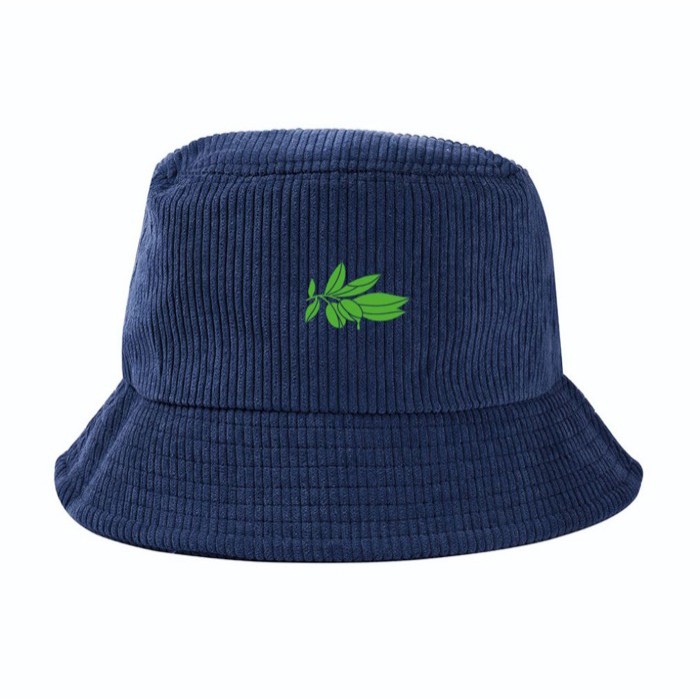 Gorro unisex estilo bob de pana suave para personalizar color azul marino cuarta vista