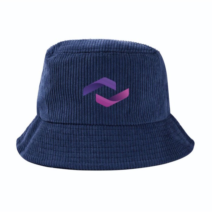 Gorro unisex estilo bob de pana suave para personalizar color azul marino quinta vista