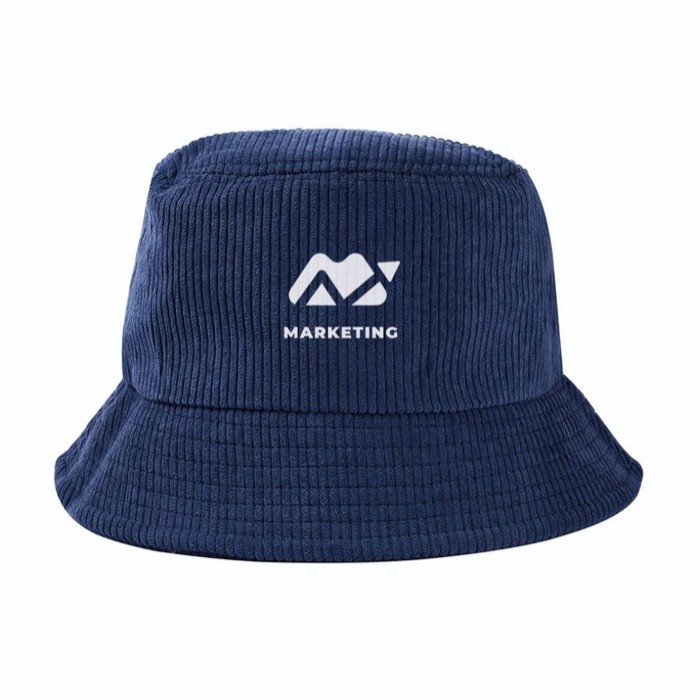 Gorro unisex estilo bob de pana suave para personalizar color azul marino sexta vista