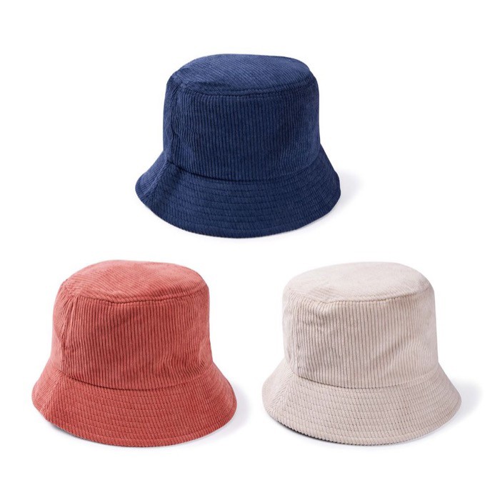 Gorro unisex estilo bob de pana suave para personalizar color azul marino vista detalle 2