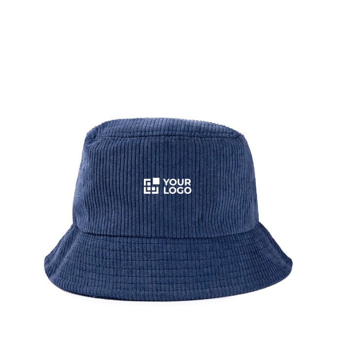Gorro unisex estilo bob de pana suave para personalizar color azul marino vista principal