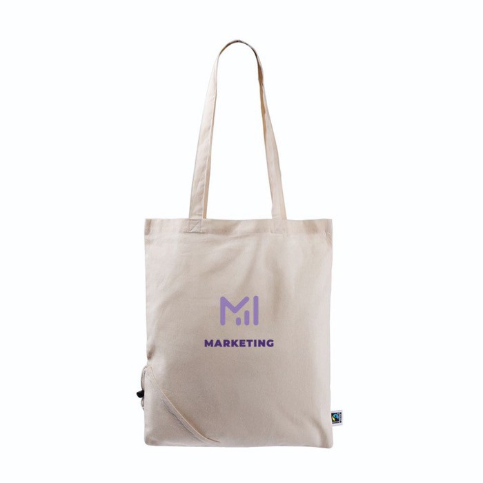 Bolsa plegable de algodón Fairtrade para personalizar 120 g/m2 color natural quinta vista