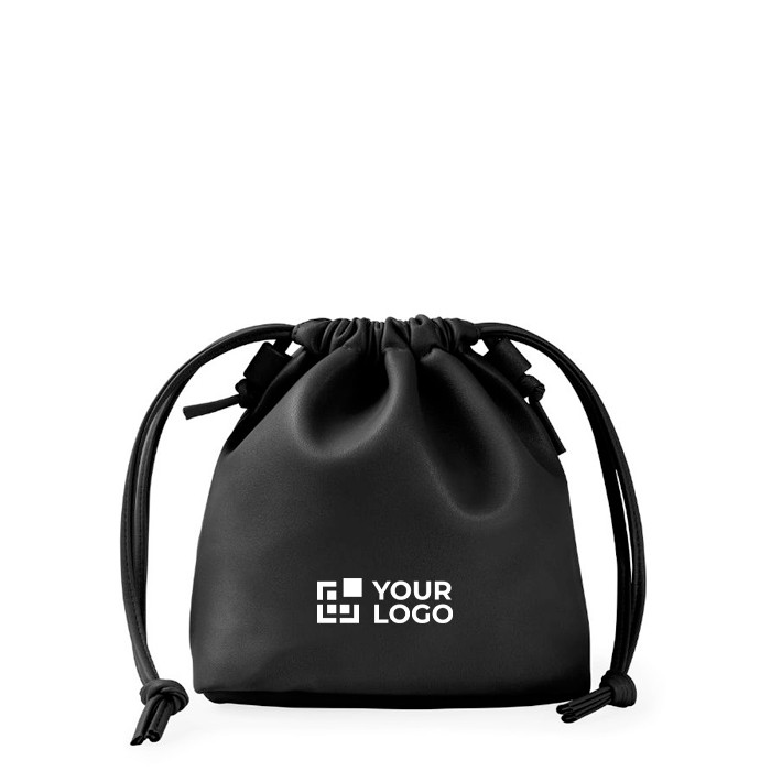 Neceser de PU con cierre de cordón y opción para llevar como bolso color negro vista principal